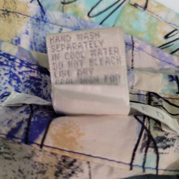 Vintage The Limited Sz XS Abstract Art Print Oversized Silk Blouse Shirt 90s - Picture 11 of 11